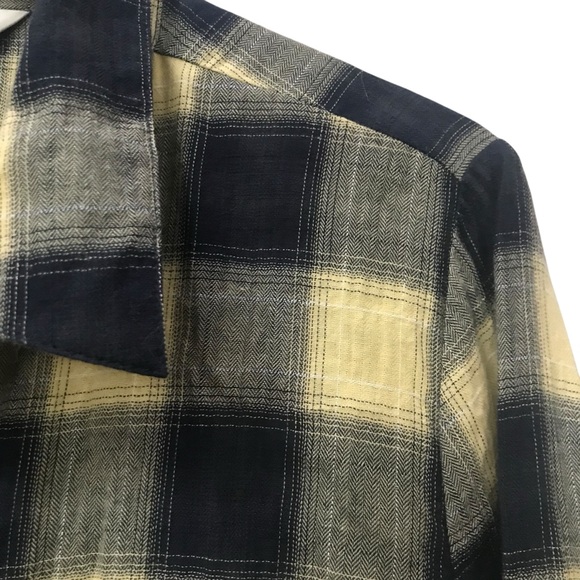 CJ Banks Blue Yellow Plaid Button Down Shirt Light Stretch Cotton Top sz 1X EUC - Picture 2 of 5
